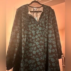 NWT Draper James Rosanne Shift Dress in Emerald/Black Magnolia